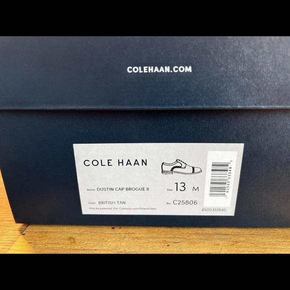 New in Box Cole Haan Dustin Cap Brogue II Men's Size 13 C25806 - British Tan - Picture 3 of 6